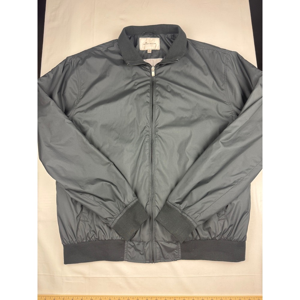 Peter Millar Harrington Jacket Size L Gray Full Zip Pinstripe Lined Bomber